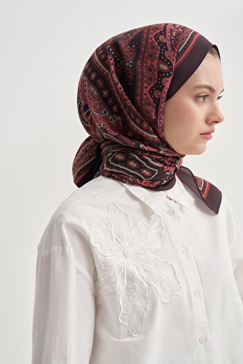 carell Βαμβακερό σάλι Sienna Burgundy Nilla
