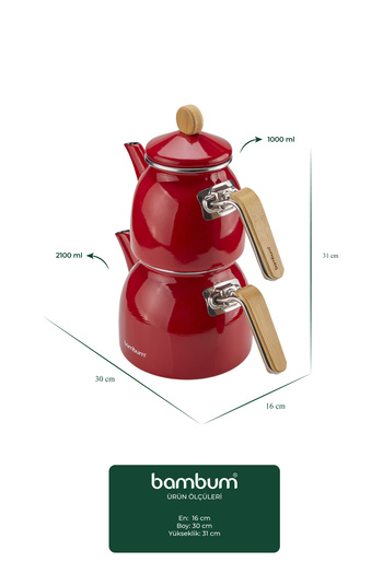 Bambum Sultan Bamboo Handle Teapot Set Red