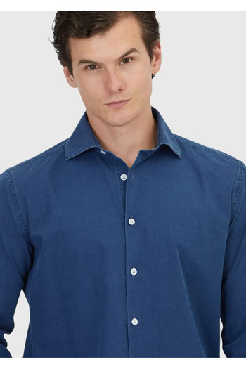 Ramsey Açık İndigo Düz Casual Fit Dokuma Casual %100 Pamuk Gömlek