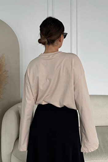 C&City Geniş Kol Oversize 2'li Paket T-Shirt 964 Gri/Bej