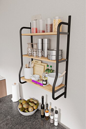 Morpanya Corme Spice Rack Decorative Kitchen Wall Shelf Walnut