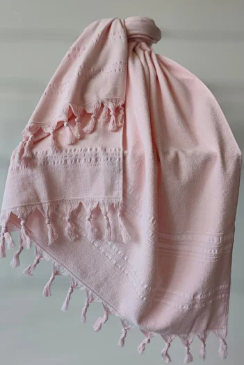 Sevim Light Pink Striped Towel Peshtemal 90X170Cm - Soft Beach Towel - 100% Cotton