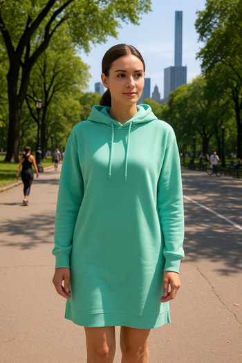 Duss Slim Fit Hooded Tunic with Hidden Pocket Detail and Side Slits