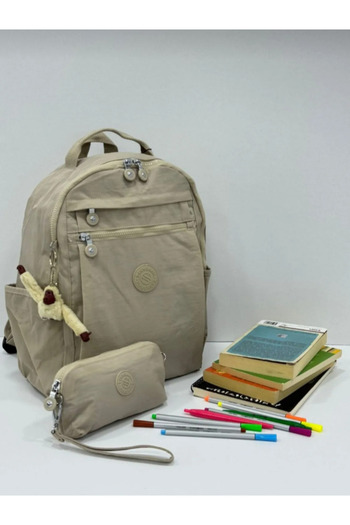 eflanmoda Unisex School Bag and Pen Holder with Waterproof Crinkle Fabric Laptop Compartment