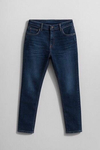 Bluewhite Women's High Waist Skinny Fit Dark Blue Jean Pants