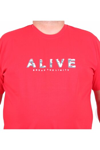 Starbattal Men's Plus Size Crew Neck T-Shirt Alive 25187 Red