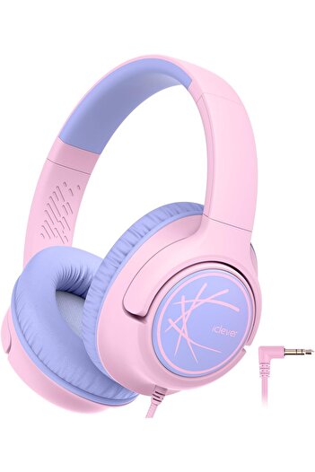 iClever HS26 Kids Headphones, Wired, Stereo Sound, Foldable, 3.5mm Jack, Pink, Over Ear, Safe Volume