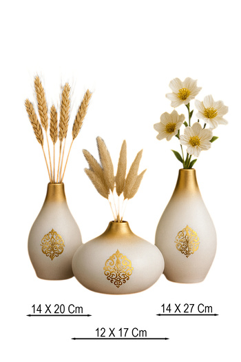 Hmydesign Regalia Handmade Decorative Ceramic Set of 3 Vase