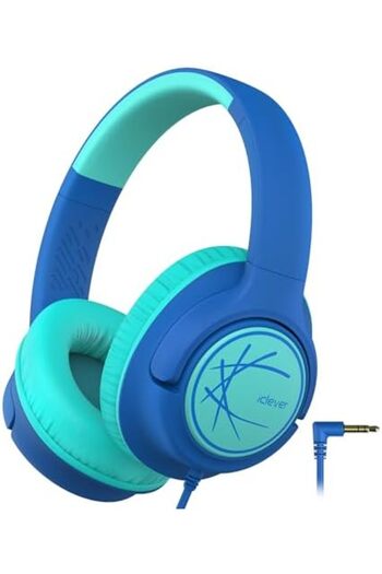 iClever Kids Headphones, Wired Headphones for Kids 85dBA Safe Volume Limit, Stereo Sound Foldable Ad