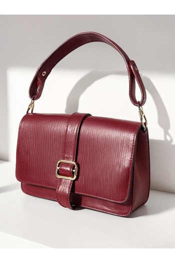 KIZILELMADA Women's Leather Look Cherry Baguette Hand and Shoulder Bag 146