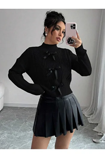 SAYZEN Knitted Bow Detailed Knitwear Sweater