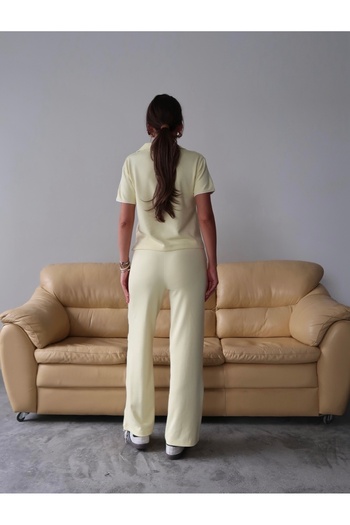 Paw Garage Women's Maribel Cotton Modal Fabric Polo Collar Blouse-Pants Two-Piece Bottom-Top Set, 4 Seasons Casual Set