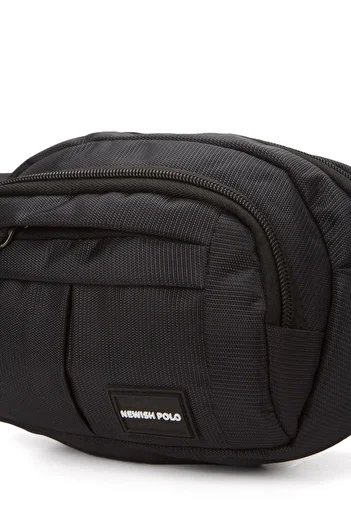 Newish Men's Black White Fabric Crossbody Crossbody Chest Shoulder and Waist Bag with USB Headphone Output