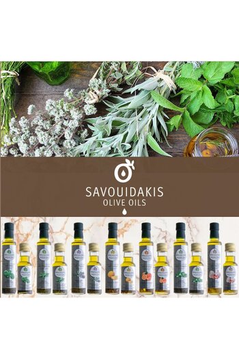 Mediterranean Tastes Complete Range, 7xExtraVirgin Olive Oil by Savouidakis, Flavored, Cold Pressed, 7 x 0.25L
