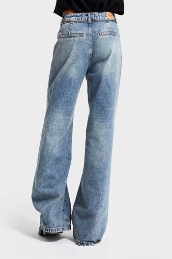 its basic Γυναικείο τζιν Χρώμα 4W5-32 Wide Leg Baggy Fit Αξεσουάρ με φερμουάρ 100% Koton Denim Jean