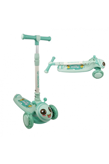 Nichiduta Honey Bee Green children's scooter, foldable, steel handlebar, height adjustable on