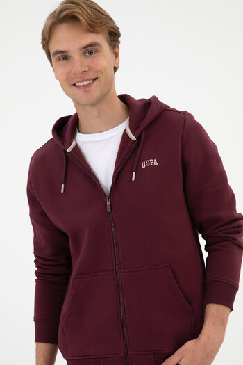 U.S. Polo Assn. Men's Regular Fit Dark Burgundy Ribbed Knitted Cardigan 50313755-Vr177