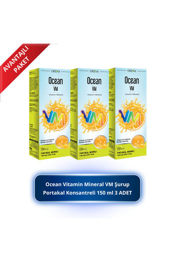 Orzax Ocean Vitamin Mineral Vm Syrup Orange Concentrated 150 ml 3 Pcs