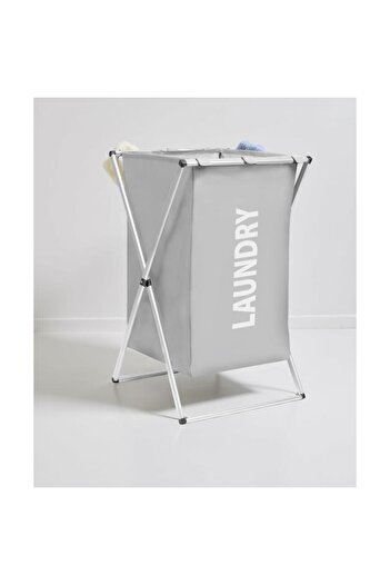 SOHO Cos de Rufe Textil cu Cadru de Metal, Pliabil, 38 x 38 x 57 cm, Gri