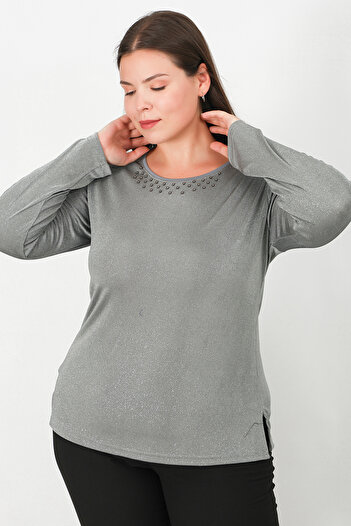Lanze Evening Dress Glitter Long Sleeve Sandy Blouse