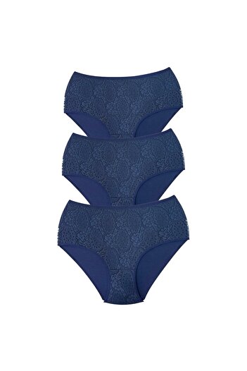 MİSSEMMA Women's Double Layered Lace Recovery 3 Pieces High Waist Panties