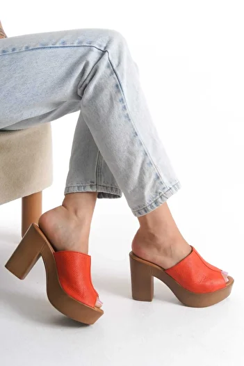ERNİLA Genuine Leather Heelled Women's Slippers