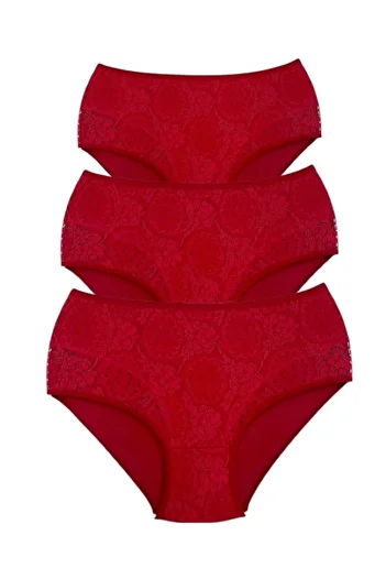 MİSSEMMA Women's Double Layered Lace Recovery 3 Pieces High Waist Panties