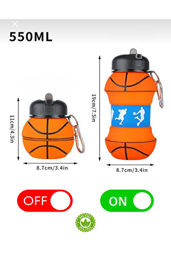 MİMOZA PARK 100% Silicone Pop-Up Water Bottle and Flask for Children Adult Sports Water Bottle 550 ml Pop-Up