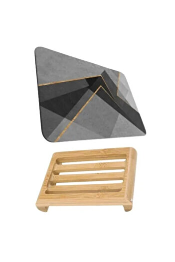 MCT Ultra Absorbent Non-Slip Bath Mat, Diaton Material, Abstract Design, 50 x 80 cm and Bamboo S