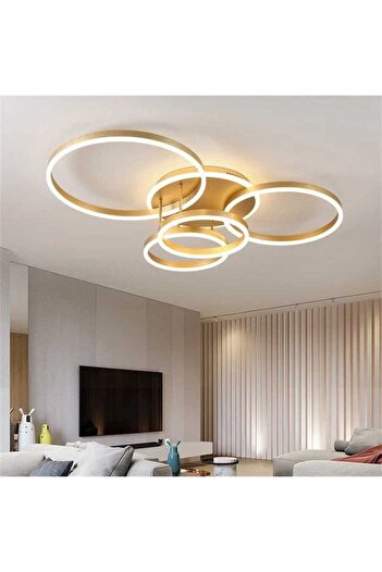 Jiju LED chandelier gold 360W, 4 circles 60+50+40+30 cm, WiFi, 3 dimmable lights