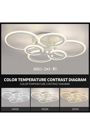 Jiju Candelabru LED cu 6 cercuri, telecomandă WiFi 2.4G, 3 lumini reglabile