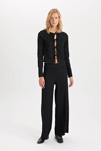 DeFacto Wide Leg Wide Wide Leg Elastic Waist Basic Plain Wrinkle Pants D6300Ax24Au