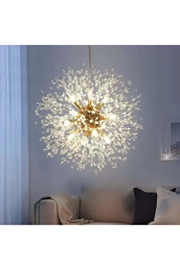 Alista Home Crystal Chandelier Schonbrunn, 12 x G9, Diameter 60 cm, Glossy Gold, Adjustable Height