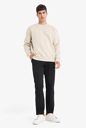 DeFacto Oversize Wide Fit Crew Neck Thick Basic απλό φούτερ T5139az24au