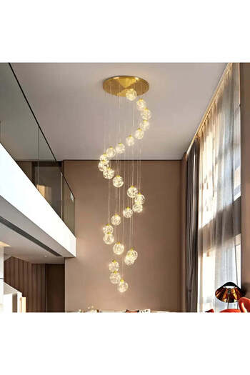 Alista Home Candelabru LED din cristal KILKENNY Culmino, 144 W, lumină neutră, diametru 60 cm, auriu