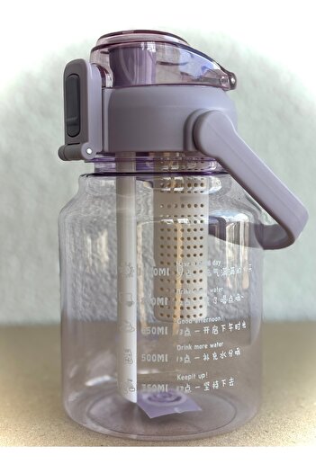 ALİA HOME Water Bottle with Purple Straw and Fruit Infuser – 1000 ml Bpa-Free Plastic Water Bottle