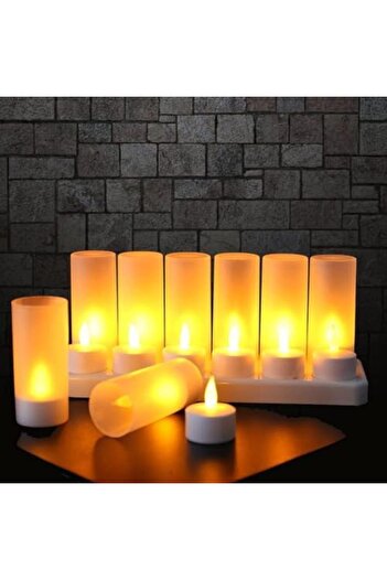 Generic LED Candle Light Flameless Tea Lights Rechargeable Flickering Decoration Tealight Lamp with 12 Frost