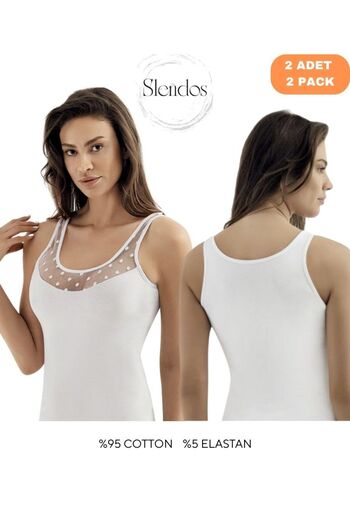 Şahinler Women'S, Robe Lace Detailed, 95% Cotton 5% Elastane 2-Piece Undershirt