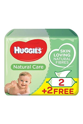 Huggies Natural Care Baby Wipes, 224 Count (2+2 Free) - Skin Loving Natural Fibers, Aloe Vera