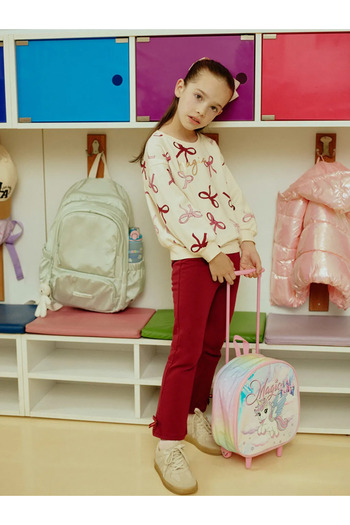 LC Waikiki Lcw Kidsecru Bow Printed Girls' Sweatshirt and Leggings 2-Piece