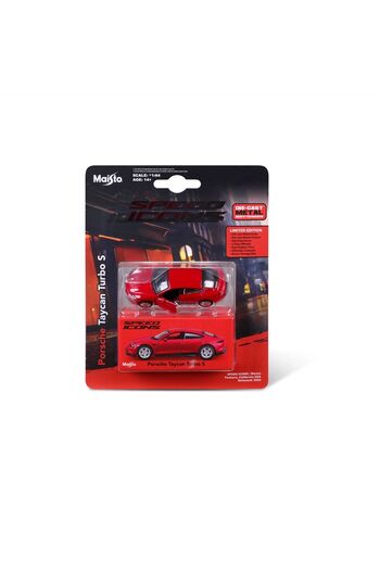 Maisto Porsche Taycan Turbo S, červené, lité auto Speed ​​Icons v měřítku 1:64