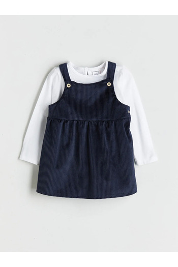 LC Waikiki Lcw Ecolacivert Crew Neck Basic Girl's T-Shirt and Salopet