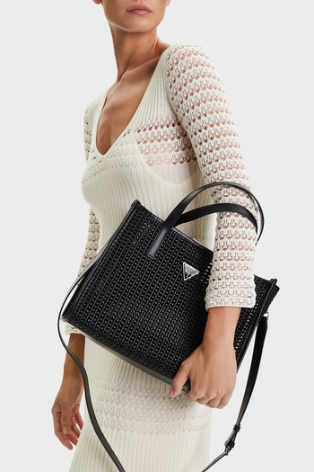 Guess Brigitta Logo Woven Bag with Removable Strap Hwwz7206230 Bag Hwwz72 06230 Bla