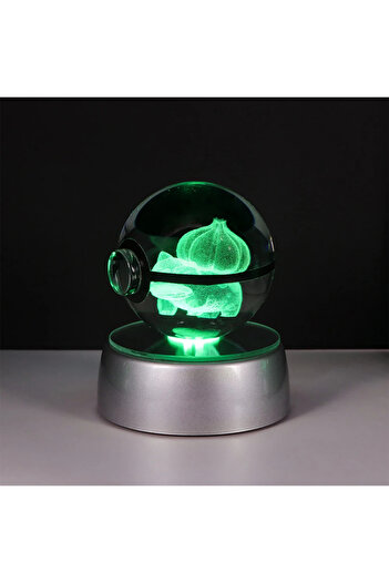 Choice14 5cm with Base Bulbasaur Pokemon 3D Crystal Ball Pikachu Gengar Eevee Mewtwo Anime Game Pokeball Led