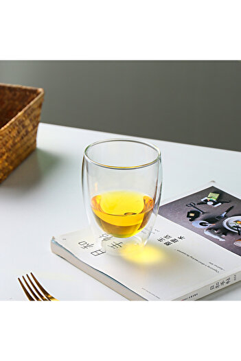 Shuer 350 ml Glass Double Layer Cup