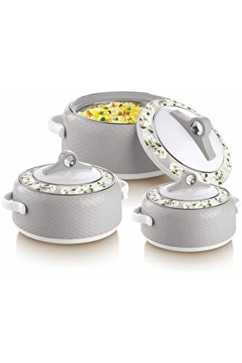Nayasa Nyasa Coral Hot Pot Heating Vessel (Set of 3, Grey, Plastic)