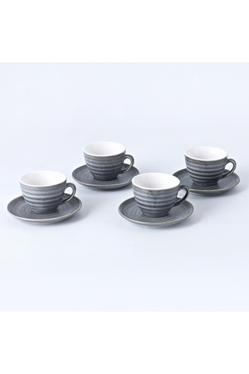 sharpdo 8-Piece Kiln Variable Glaze Process Round Linear Ceramic 200 ml Coffee Cup And Sauce