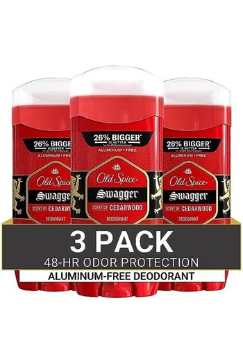Old Spice مزيل عرق خالٍ من الألومنيوم للرجال، برائحة سواجر، عبوة من 3 قطع، 3.8 أونصة