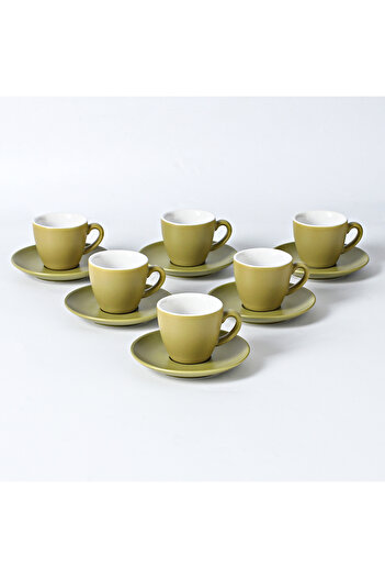 sharpdo 100ml Ceramic Coffee Cup And Saucer Matte Six Cup And Saucer Set