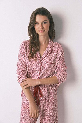 Women'secret Red floral cotton classic pyjamas